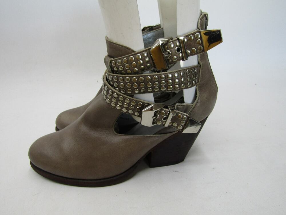 Vintage By Jeffrey Campbell Womens Sz 8 Gray Leather Studded Ankle Boots Bootie